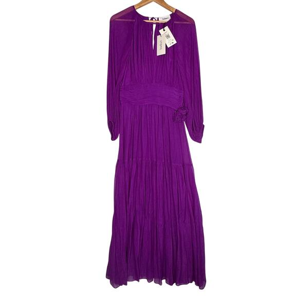 NWT Ba&Sh Helena Purple Silk Viscose Maxi Dress 6 Whimsical Wedding Guest $650 - Picture 2 of 12